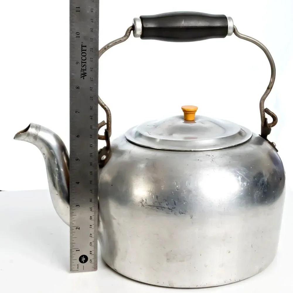 Vintage Large Wear-Ever No. 906 Aluminum 4 Qt  Kettle With Folding Handle